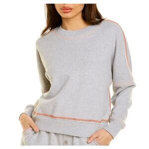 NEW! Something Navy Dollie Embroidered Sweatshirt Gray Boxy Oversized XS